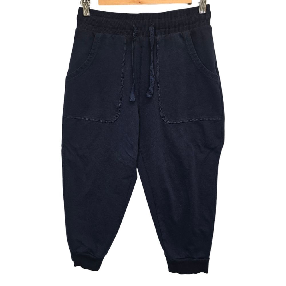 Women's S Navy Blue Capri Cotton Jogger Sweatpants